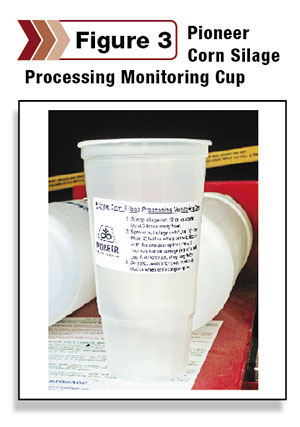 Pioneer corn silage processing monitoring cup