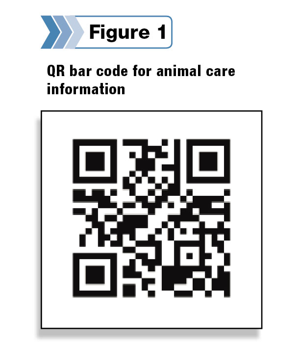 QR bar code for animal care information.
